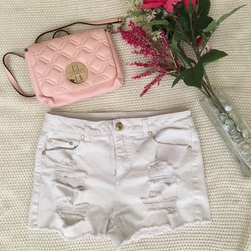 Arden B white denim shorts